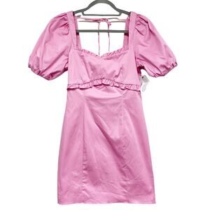 Topshop Womens Size 4 Pink Puff Sleeve Ruffle Trim Dress